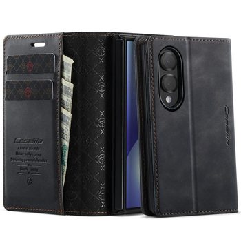 Чехол-книжка CaseMe 033 с фактурой Calf и защитой от сканирования RFID на Samsung Galaxy Fold8 5G — чёрный