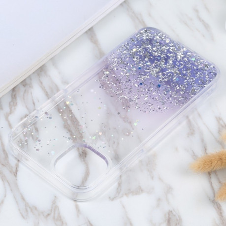 Противоударный чехол DFANS DESIGN Golden Diamond на iPhone 15 - фиолетовый