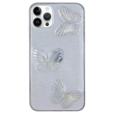 Протиударний чохол Clear Crystal Butterflies  для iPhone 15 Pro - прозорий