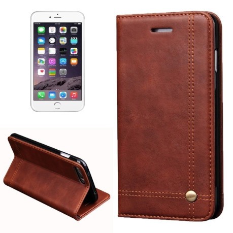 Кожаный Чехол Книжка для iPhone 8 Plus / 7 Plus Кофейно-коричневый Retro Crazy Horse Texture со слотом для кредитных карт