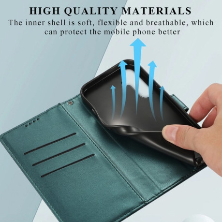 Чехол-книжка противоударная PU Genuine Leather Texture Embossed Line для Samsung Galaxy S24 - зеленый
