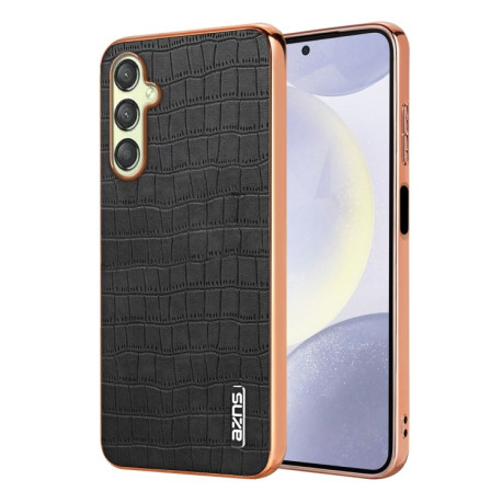 Чехол AZNS металлизированная рамка Electroplated Frame фактура “крокодил” на Samsung Galaxy A16 5G - черный