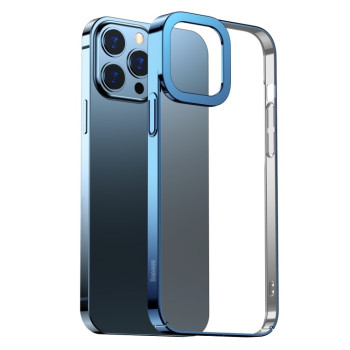 Противоударный чехол Baseus Glitter Plating для iPhone 13 Pro Max - голубой