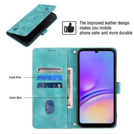 Чехол-книжка Skin-feel Embossed для Samsung Galaxy A05 - зеленый