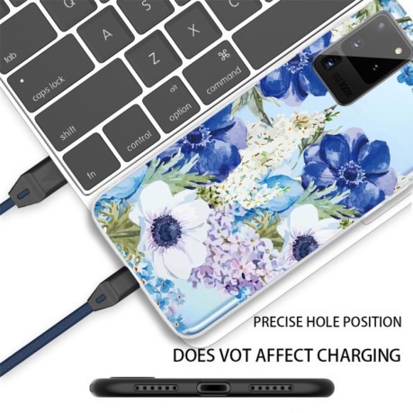 Силиконовый чехол Painted на Samsung Galaxy Note 20 - Blue White Roses