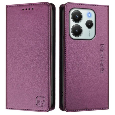 Чехол-книжка RC01 Dual-Folded Magnetic Suction RFID Leather на Xiaomi Redmi Note 14 4G 164.84mm  - фиолетовый