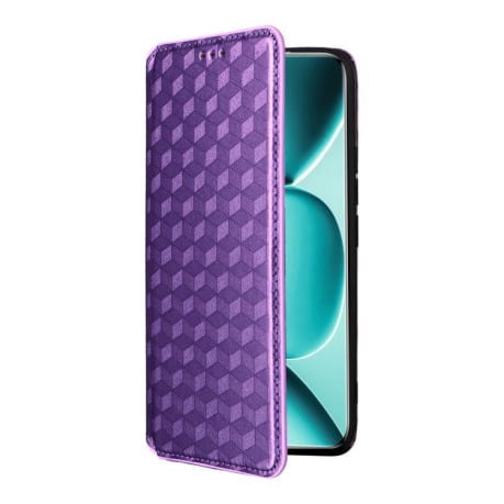 Чохол-книжка Cubic Grid Texture Flip Leather для Poco 8 Pro/Redmi Note 15 Pro+ 5G Global 163.3mm — фіолетовий