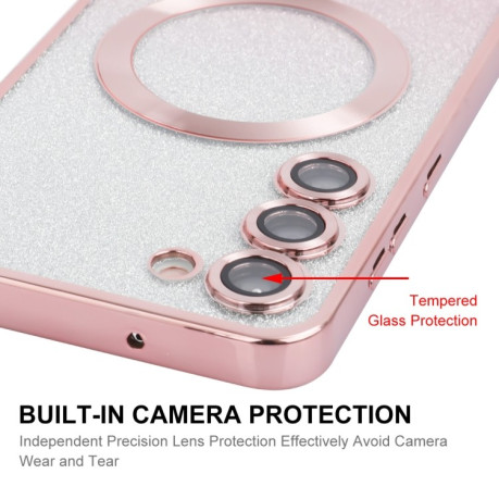 Протиударний чохол ENKAY Hat-Prince Magnetic Glitter Plated для Samsung Galaxy S25+ 5G - рожевий