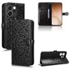 Чехол-книжка с фактурой Honeycomb Dot и магнитным хлястиком на OPPO Reno15 F 5G — чёрный
