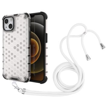 Протиударний чохол Honeycomb with Neck Lanyard для iPhone 14/13 - білий