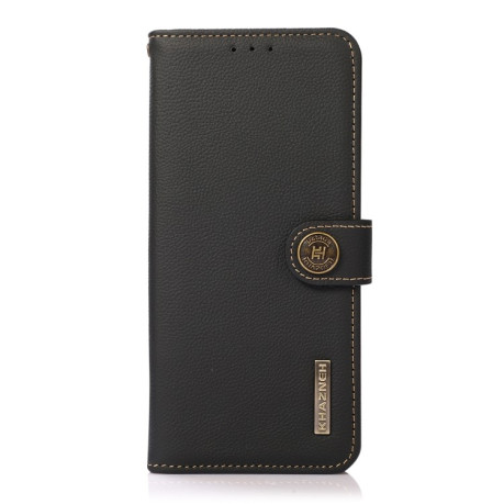 Кожаный чехол-книжка KHAZNEH Custer Genuine для Samsung Galaxy A35 5G - черный