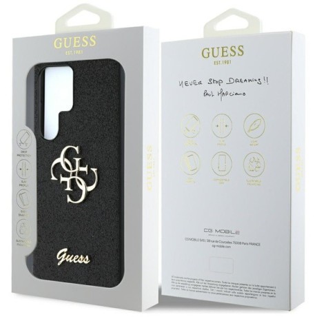 Оригинальный чехол Guess Fixed Glitter Big 4G Metal Logo для Samsung Galaxy S25 Ultra - black