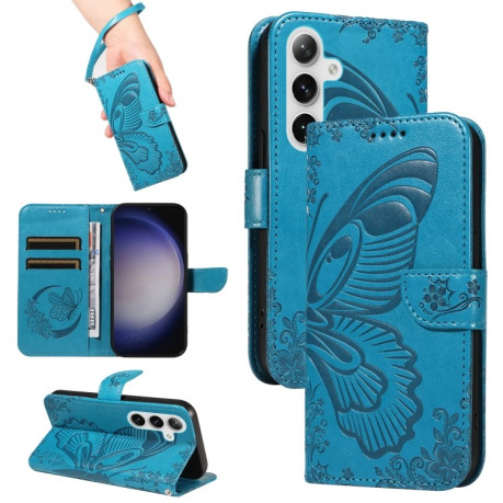Чохол-книжка Swallowtail Butterfly Embossed Leather  для Samsung Galaxy S25+ / S24+ 5G - синій