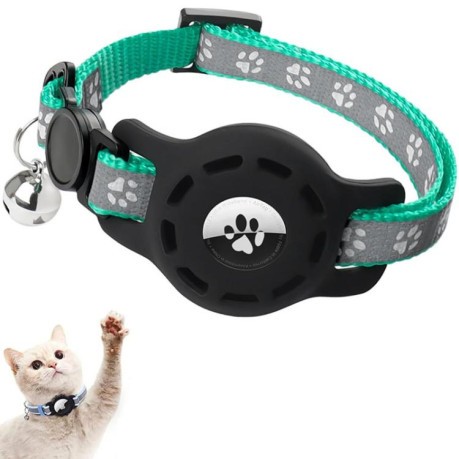 Противоударный брелок с ремешком для  AirTag Tracker Silicone Case Pet Collar Locator - зеленый