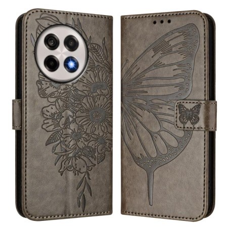 Чехол-книжка Embossed Butterfly для OnePlus 13R/Ace 5/Ace 5 Pro - серый