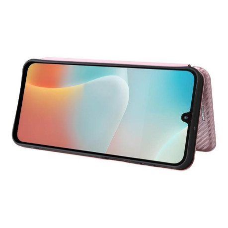 Чехол-книжка Carbon Fiber Texture на Samsung Galaxy M16 5G / F16 5G - розовый