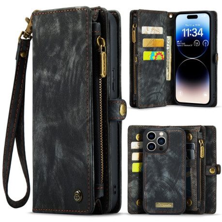 Чехол-кошелек CaseMe 008 Series Zipper Style на iPhone 15 Pro - черный