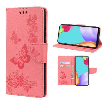 Чехол-книжка Butterflies Embossing на Samsung Galaxy A33 5G - розовый