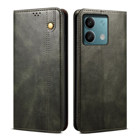 Чехол-книжка Simple Wax Crazy Horse для Xiaomi Redmi Note 14S/ 13 Pro 4G / POCO M6 Pro 4G - зеленый