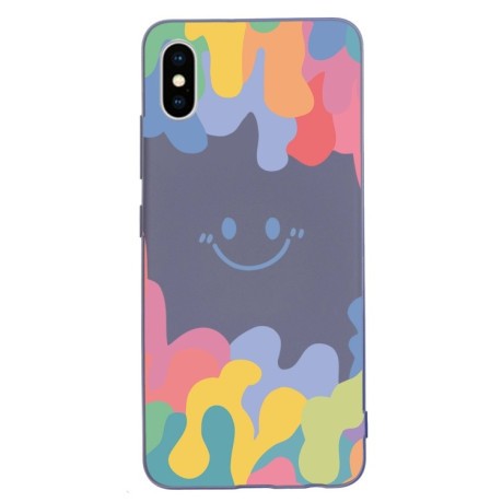 Противоударный чехол Painted Smiley Face для iPhone XR - темно-серый