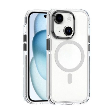 Чехол Dual-color MagSafe TPU Hybrid для iPhone 15 - белый
