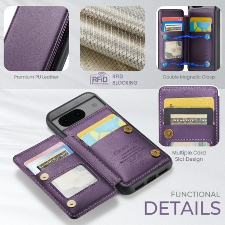 Чехол CaseMe C22 Card Slots Holder RFID Anti-theft для Google Pixel 8a - фиолетовый