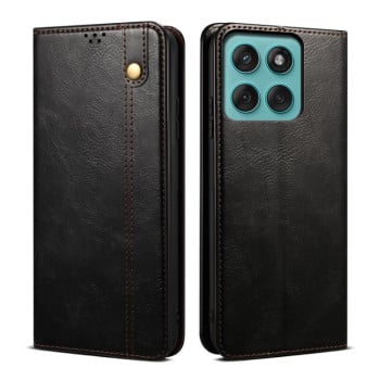 Чехол-книжка Simple из эко-кожи Crazy Horse с воском на Motorola Edge 60 Fusion - черный