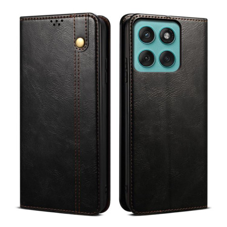 Чехол-книжка Simple Wax Crazy Horse для Motorola Edge 60 Fusion - черный