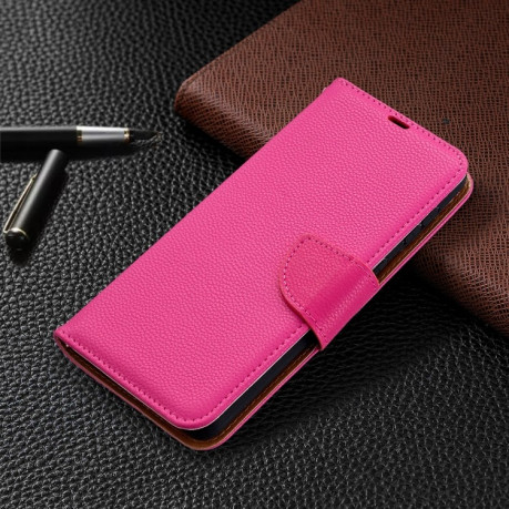 Чехол-книжка Litchi Texture Pure Color на Samsung Galaxy S21 Plus - пурпурно-красный