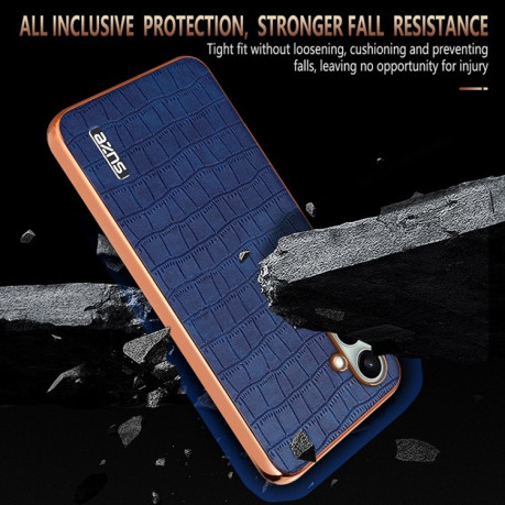 Чехол AZNS Electroplated Frame Crocodile Texture на Samsung Galaxy A36 - синий