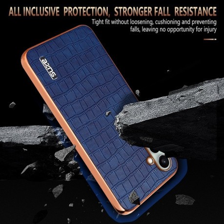 Чехол AZNS Electroplated Frame Crocodile Texture на Samsung Galaxy A36 - зеленый