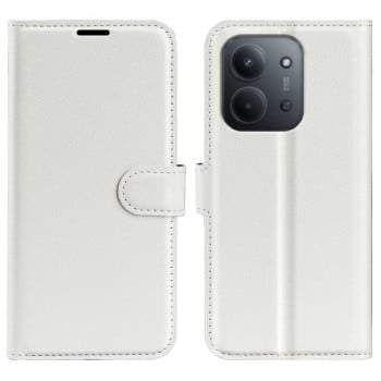 Чохол-книжка з фактурою Litchi та магнітним хлястиком на Xiaomi Redmi 15C 5G / 4G EU 173mm - білий