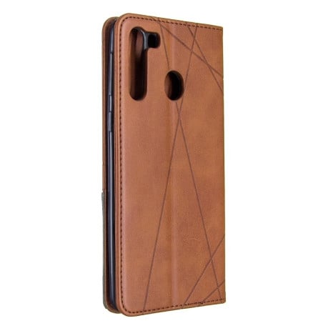 Чохол-книжка Rhombus Texture на Samsung Galaxy A21-коричневий