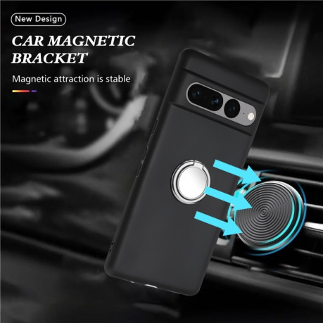 Противоударный чехол Matte with Ring Holder для Google Pixel 8a - серебристый