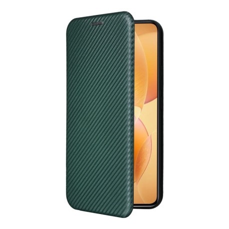 Чохол-книжка Carbon Fiber Texture на Xiaomi 14T Pro - зелений