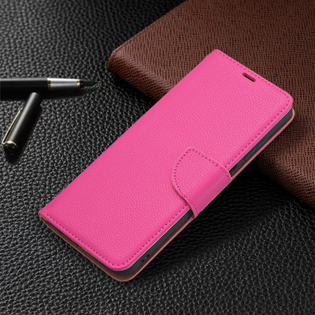 Чохол-книжка Litchi Texture Pure Color Samsung Galaxy A03s - пурпурно-червоний
