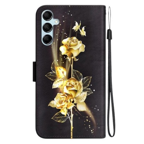 Чехол-книжка Colored Drawing Series на Samsung Galaxy A15 - Gold Butterfly Rose