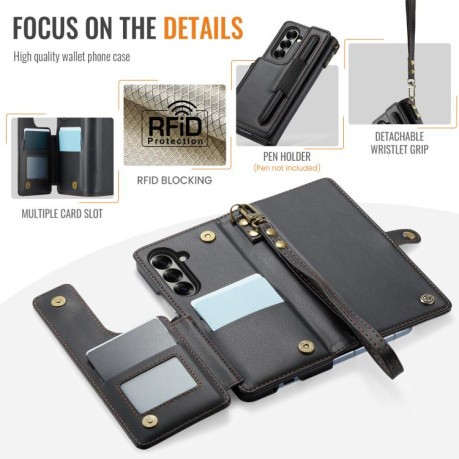 Чехол-книжка CaseMe C22 Card Slots Holder RFID Anti-theft для Samsung Galaxy Fold 7 - черный
