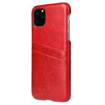 Кожаный чехол Fierre Shann Retro Oil Wax Texture со слотом для кредитных карт на iPhone 11 Pro- красный
