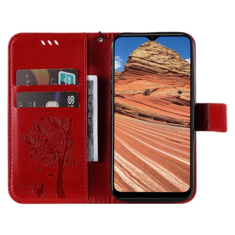 Чехол-книжка Cat Embossing Pattern на Vivo Y11s/Y12A/Y12s/Y20/Y20A/Y20s/Y20G/Y20SG - красный