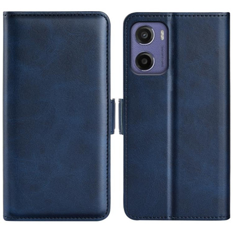 Чехол-книжка Dual-side Magnetic Buckle для Motorola Moto E15 - синий