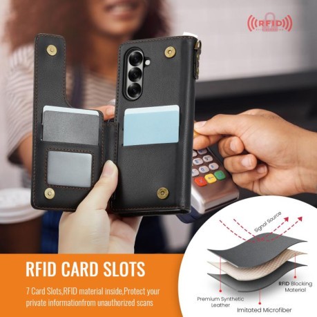 Чехол-книжка CaseMe C22 Card Slots Holder RFID Anti-theft для Samsung Galaxy Fold 7 - черный