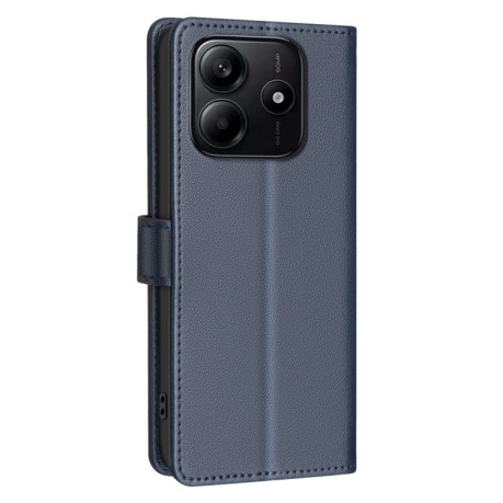 Чехол-книжка Litchi Texture RFID Anti-theft Leather для Xiaomi Redmi Note 14 5G/Poco M7 Pro 5G - синий