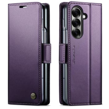 Чохол-книжка CaseMe 023 Butterfly Buckle Litchi RFID Anti-theft Leather для Samsung Galaxy Fold 7 - фіолетовий