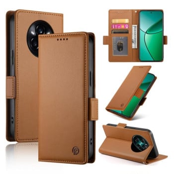 Чехол-книжка Side Buckle Magnetic Frosted Leather для Realme 14 Pro+ - коричневый