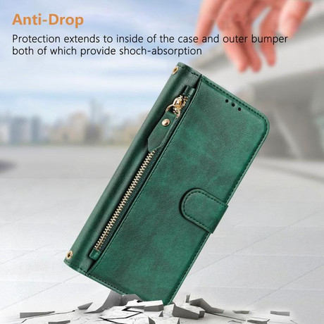 Чехол-книжка Multi-Card Slots Zipper Wallet на Realme Note 80 4G — зелёный