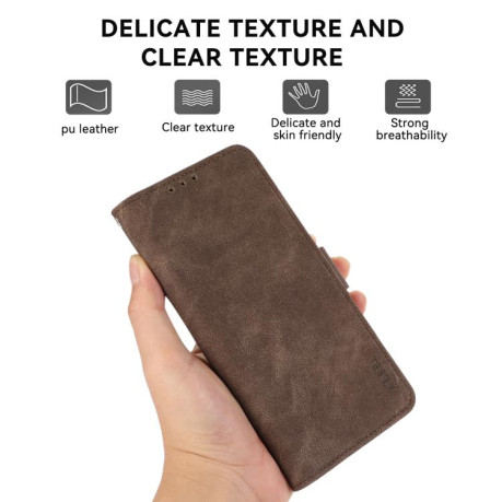 Чехол-книжка ABEEL Frosted Magnetic RFID Leather на Xiaomi Poco F7 Pro / F7 Ultra Global - коричневый