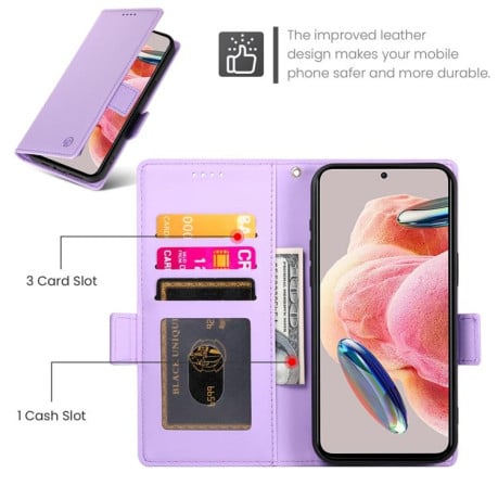 Чохол-книжка Side Buckle Magnetic Frosted Leather на Xiaomi Redmi 15 5G / 4G EU 171mm - фіолетовий