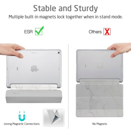 Чохол-книжка ESR Marble Series Three-folding Magnetic на iPad 9.7 (2018) / (2017)-білий мармур