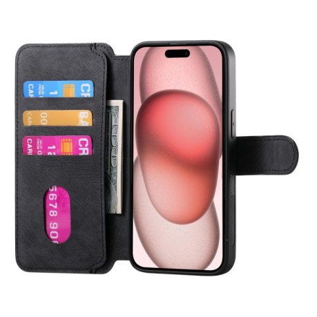 Чехол-книжка CaseNeo MagSafe RFID Anti-theft Retro Leather для iPhone 16e - черный